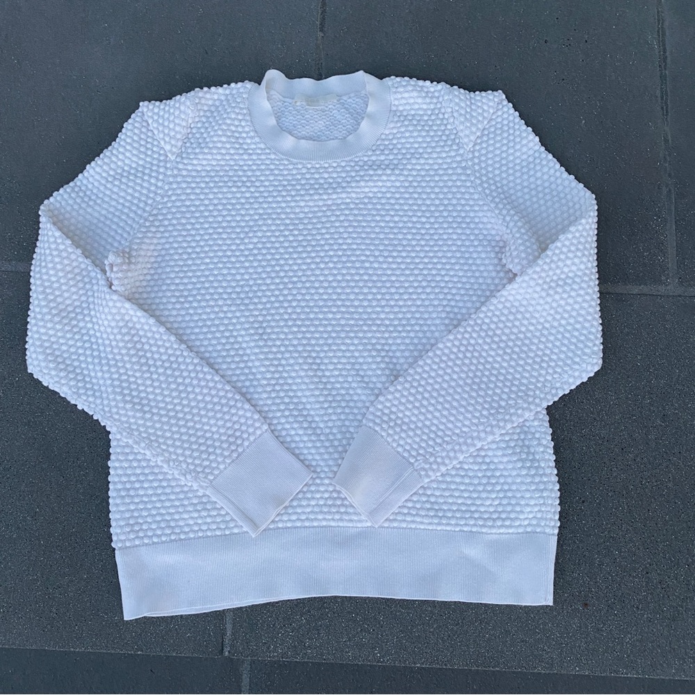 COS white popcorn sweatshirt top long sleeve sweater cropped textured women’s S